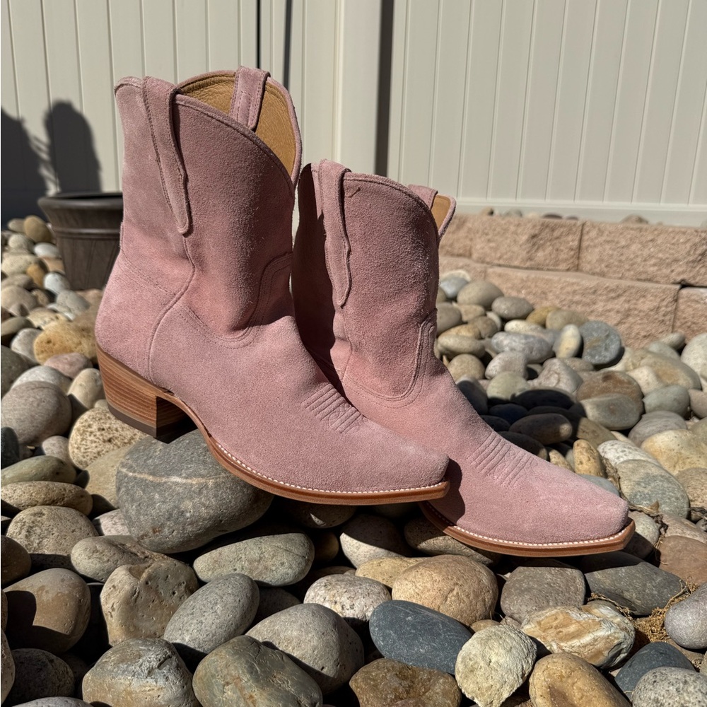 Black Star pink suede booties